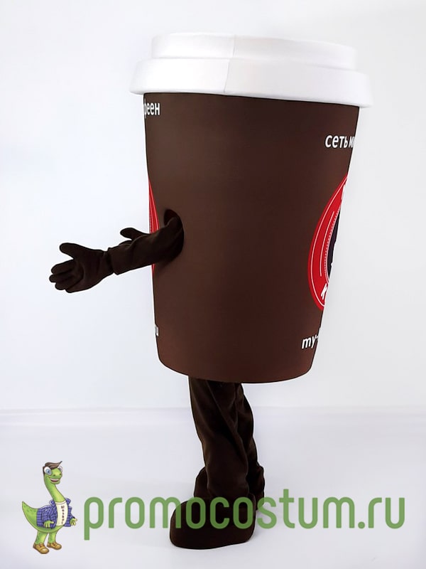 ростовая кукла кофе для бренда «Мой кофе». вид сбоку