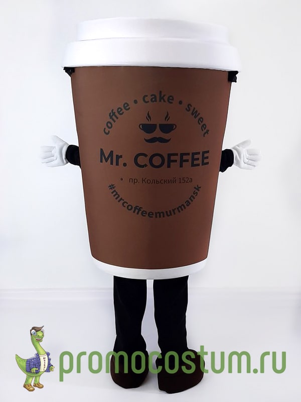 ростовая кукла стакан кофе для бренда Mr.Coffee вид сзади