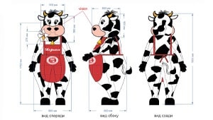 Эскиз ростовая кукла пятнистая корова, костюм коровы