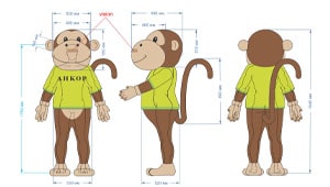 Эскиз ростовой куклы обезьянка, костюма обезьянки