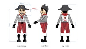 Эскиз ростовая кукла пират, костюм пирата