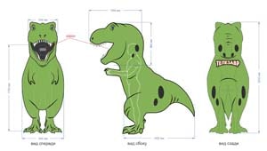Эскиз ростовой куклы динозавр, костюма динозавра