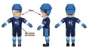Эскиз ростовой куклы хоккеист, костюма хоккеиста