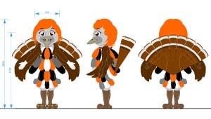 Эскиз ростовой куклы птица, костюма птицы