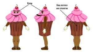 Эскиз ростовой куклы кекс, костюма кекса