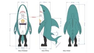 Эскиз ростовой куклы кита, костюма кит