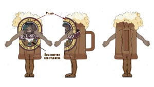 Эскиз ростовой куклы кружка пива, костюма кружки пива
