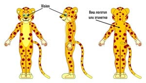 Эскиз ростовой куклы леопард, костюма леопарда