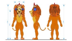 Эскиз ростовой куклы лев, костюма льва