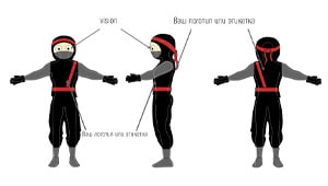 Эскиз ростовой куклы ниндзя, костюма ниндзя