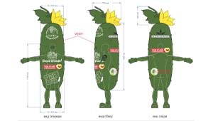 Эскиз ростовой куклы огурец, костюма огурца