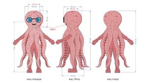 Эскиз ростовой куклы осьминог, костюма осьминога