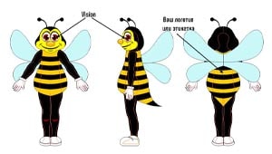 Эскиз ростовой куклы пчелка, костюма пчелки