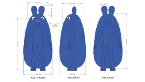 Эскиз ростовой куклы тижик синий, костюма тижика