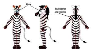 Эскиз ростовой куклы зебра, костюма зебры