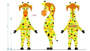 Эскиз ростовой куклы жираф, костюма жирафа