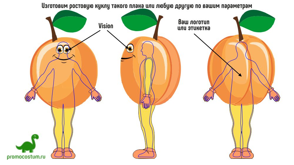 ростовая кукла абрикос, костюм абрикоса
