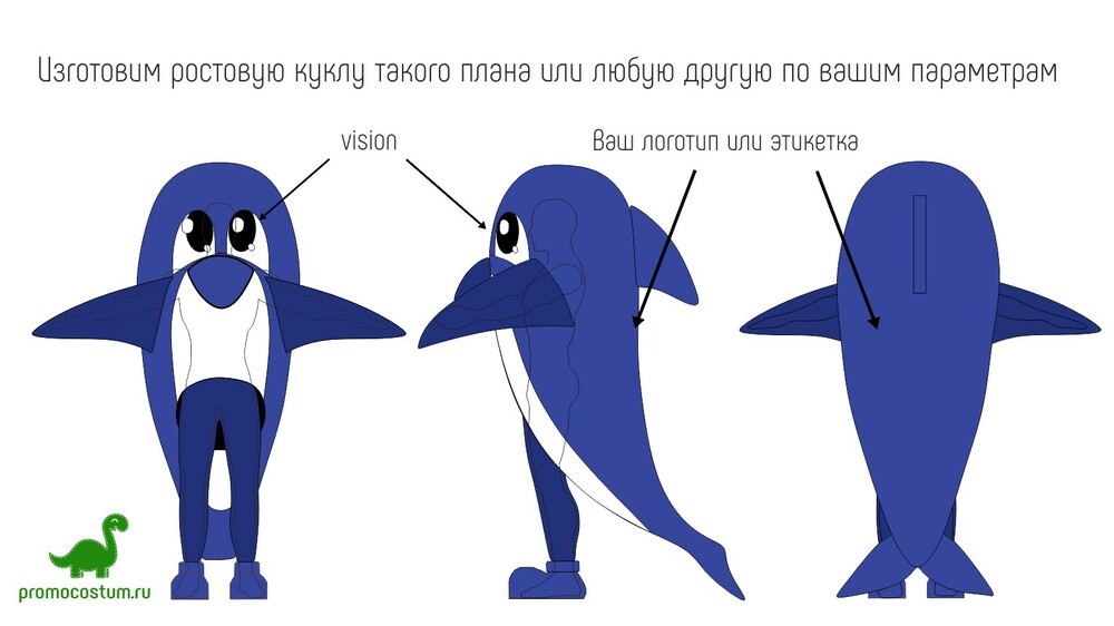 ростовая кукла дельфин, костюм дельфина