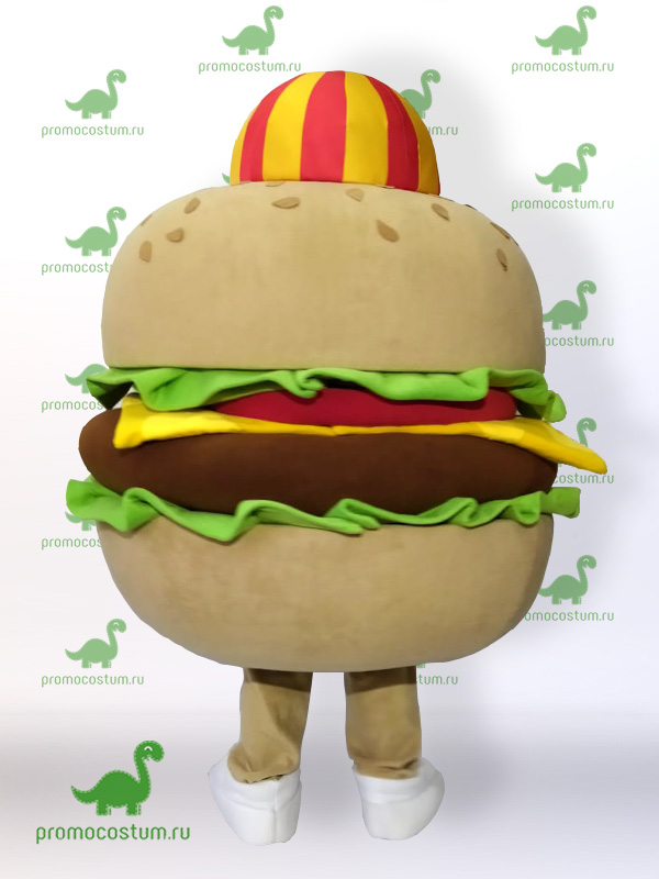 Ростовая кукла гамбургер, костюм гамбургера - вид сзади
