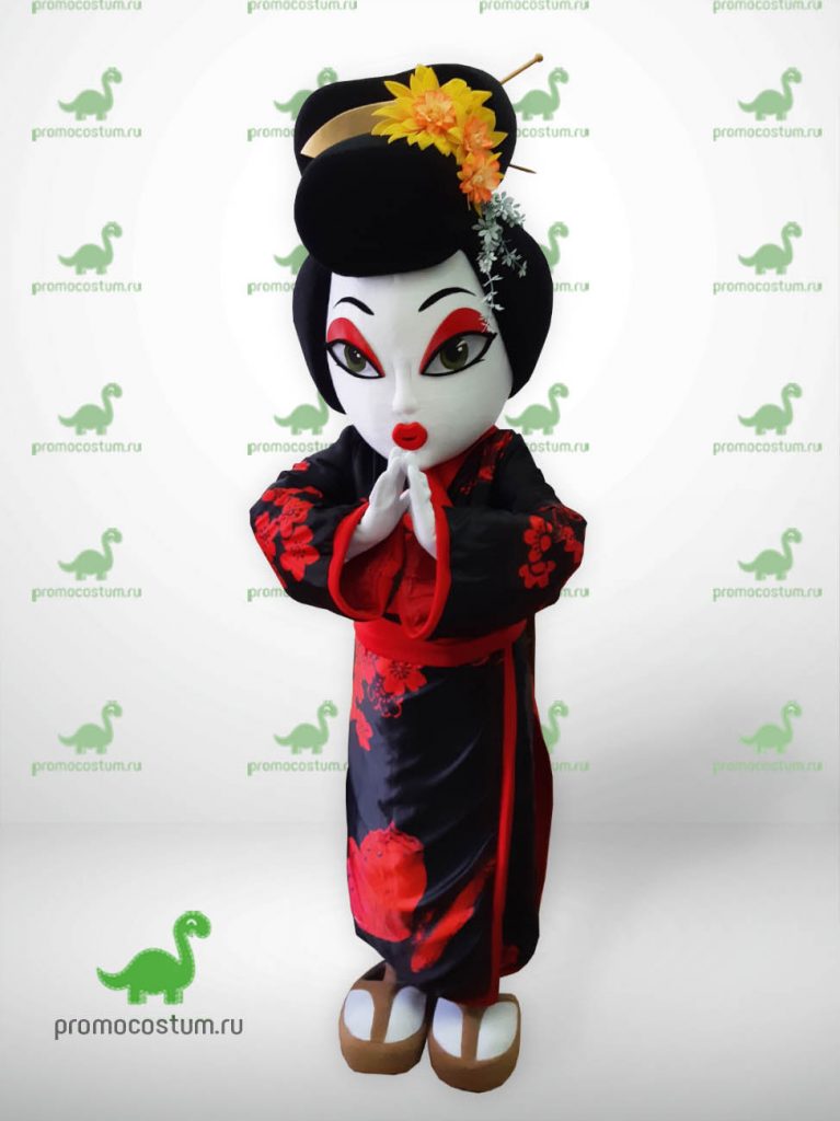 Ростовая кукла гейша в кимоно - вид спереди