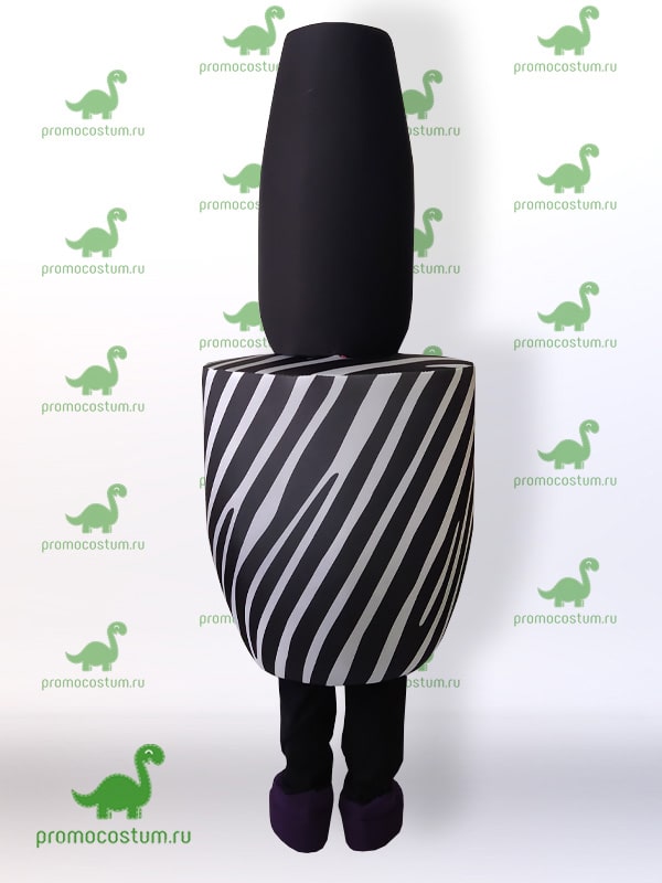 ростовая кукла гель-лак Zebra, костюм гель-лака Zebra вид сзади