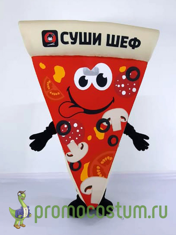 Ростовая кукла кусочек пиццы Суши Шеф, костюм кусочка пиццы Суши Шеф