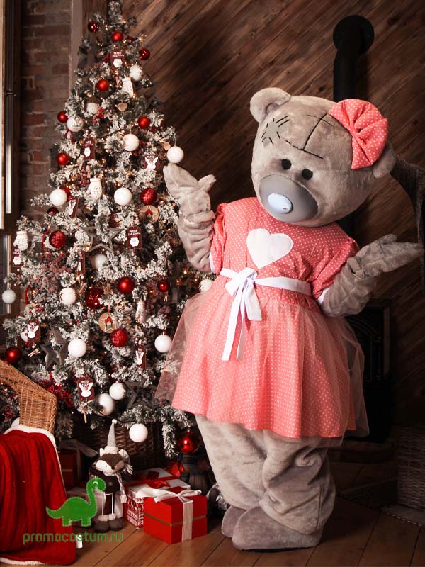Ростовая кукла мишка в платье, костюм мишки в платье