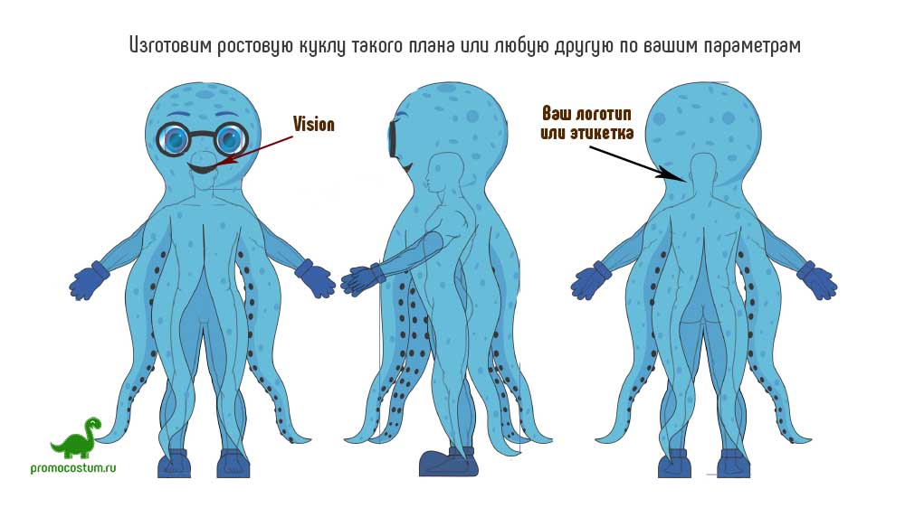 Пример эскиза - ростовая кукла осьминог, костюм осьминога