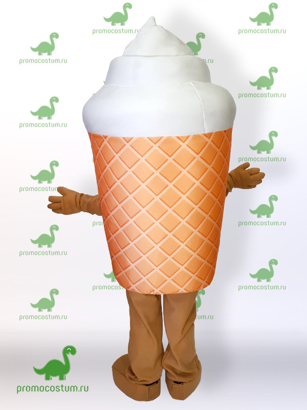 Ростовая кукла вафельное мороженное, костюм мороженного вид сзади