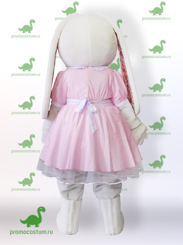 Ростовая кукла зайка в розовом платье вид сзади