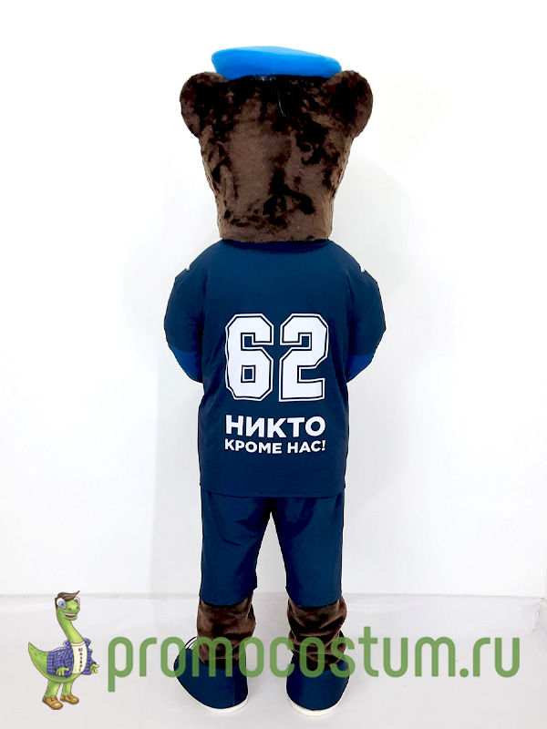 Ростовая кукла медведь Федерация Хоккея РО, костюм медведя Федерация Хоккея РО — вид сзади