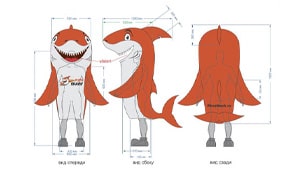 Эскиз ростовая кукла акула, костюм акулы