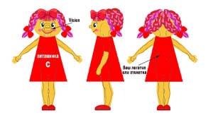 Эскиз ростовой куклы девочка, костюма девочки витаминки