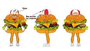 Эскиз ростовая кукла гамбургер, костюм гамбургера