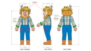 Эскиз ростовой куклы фермер, костюма фермера