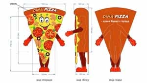 Эскиз ростовой куклы кусок пиццы, костюма кусок пиццы
