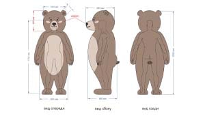 Эскиз ростовой куклы медведь, костюма медведя