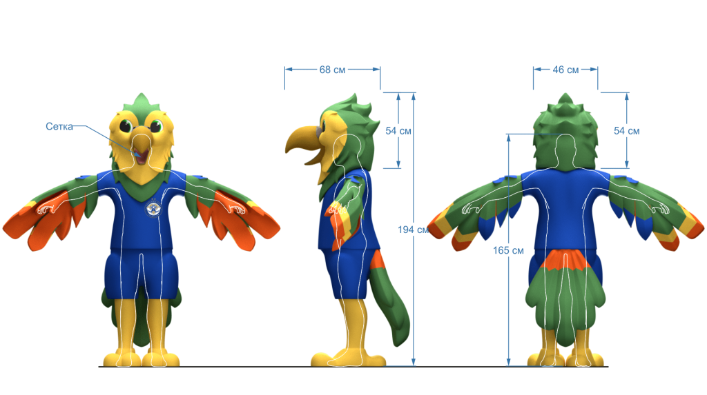 Эскиз ростовой куклы попугай