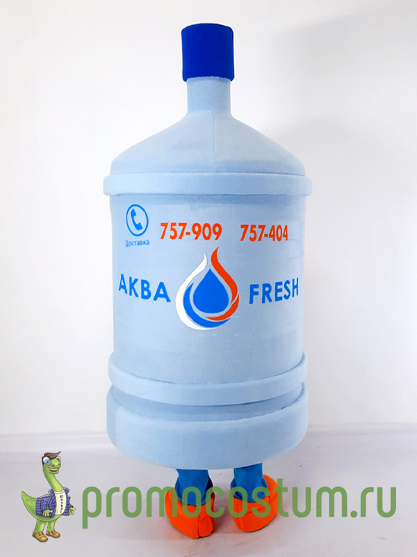 Ростовая кукла 19-литровая бутыль Аква Fresh, костюм 19-литровая бутыль Аква Fresh — вид сзади