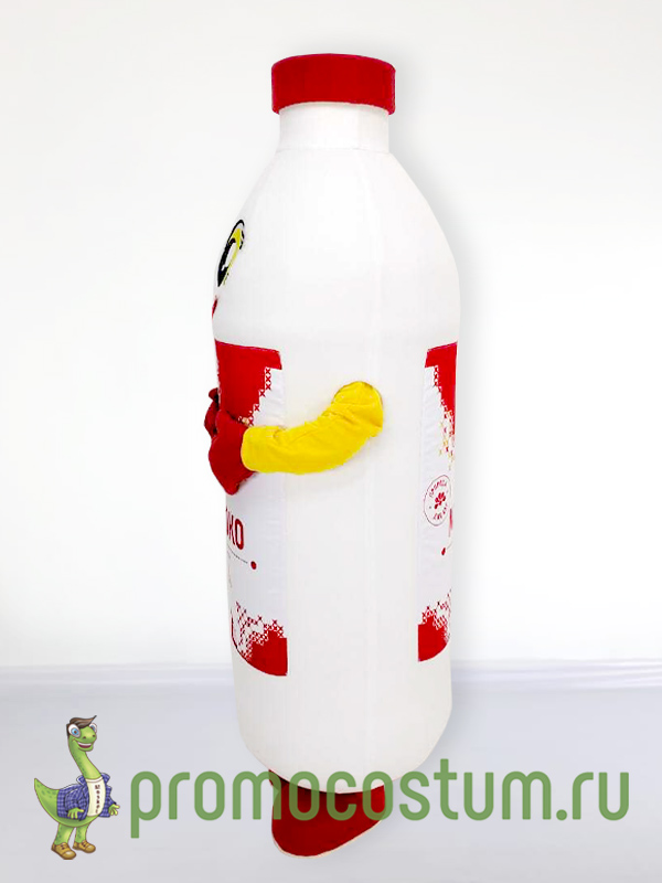 Ростовая кукла бутылка молока Золотые луга, костюм бутылки молока Золотые луга — вид сбоку
