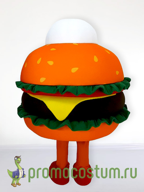 Ростовая кукла гамбургер Bellissimo, костюм гамбургера Bellissimo — вид сзади