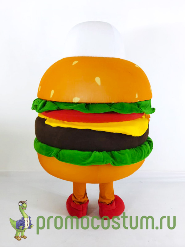 Ростовая кукла гамбургер Boro Burger, костюм гамбургера Boro Burger — вид сзади