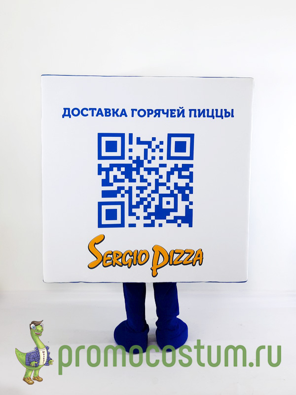Ростовая кукла коробка пиццы Sergio Pizza, костюм коробки пиццы Sergio Pizza — вид сзади