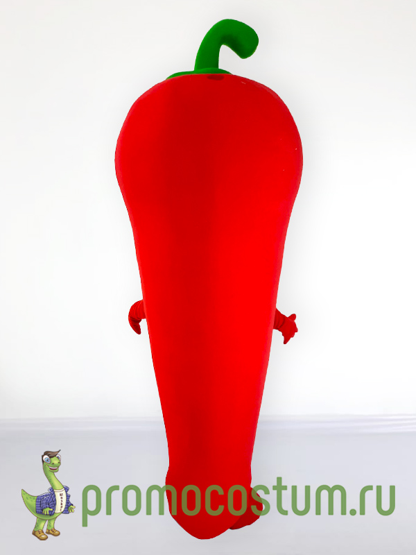 Ростовая кукла красный перец «Peppers Pizza», костюм красного перца «Peppers Pizza» — вид сзади