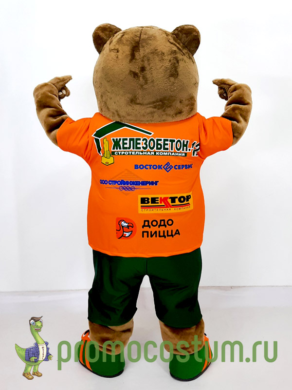 Ростовая кукла медведь Футбольный центр, костюм медведя Футбольный центр — вид сзади