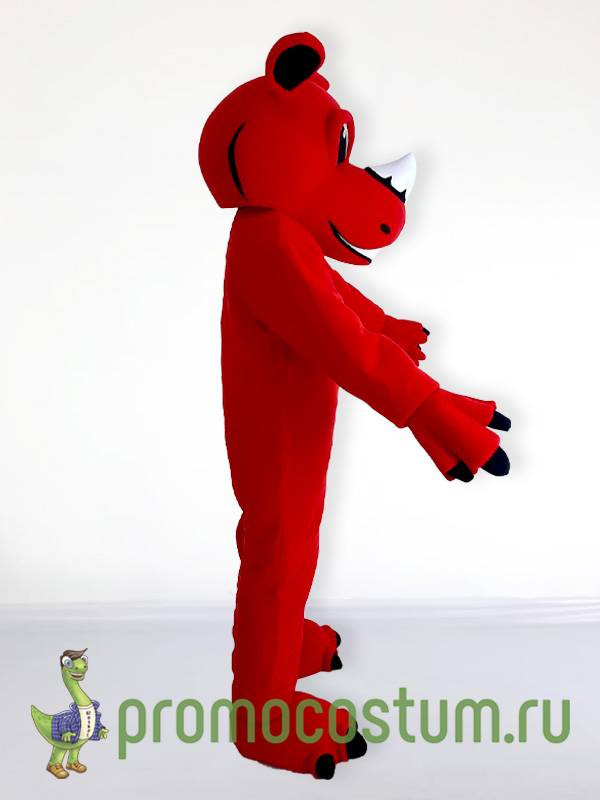 Ростовая кукла носорог «Красный носорог», костюм носорога «Красный носорог» — вид сбоку