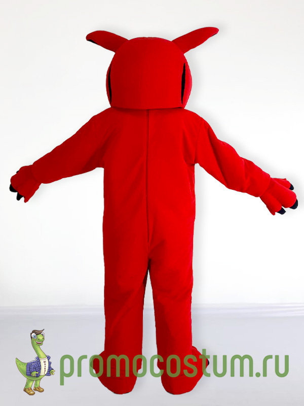 Ростовая кукла носорог «Красный носорог», костюм носорога «Красный носорог» — вид сзади