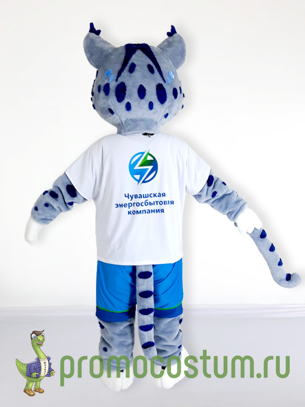 Ростовая кукла рысь «Трансэнергопром», костюм рыси «Трансэнергопром» — вид сзади