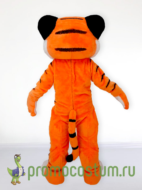 Ростовая кукла рыжий тигр, костюм рыжего тигра — вид сзади