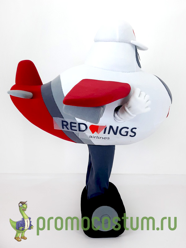 Ростовая кукла самолет Red Wings, костюм самолета Red Wings — вид сбоку